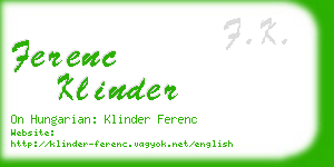 ferenc klinder business card